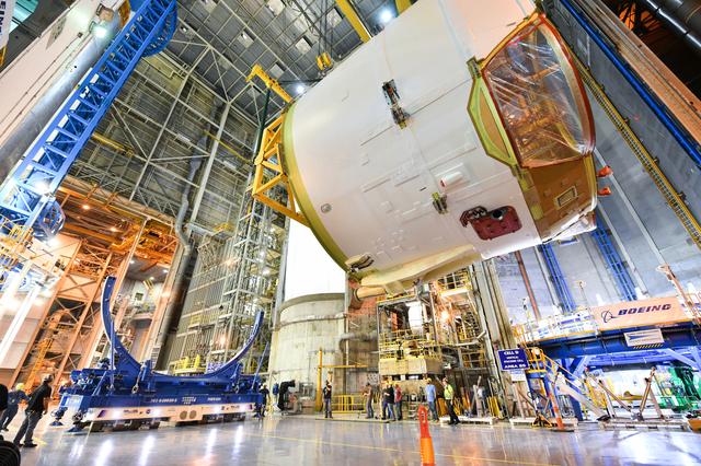 NASA image: Engine Section for NASA’s SLS Rocket Prepared for Joining to Rest of Stage